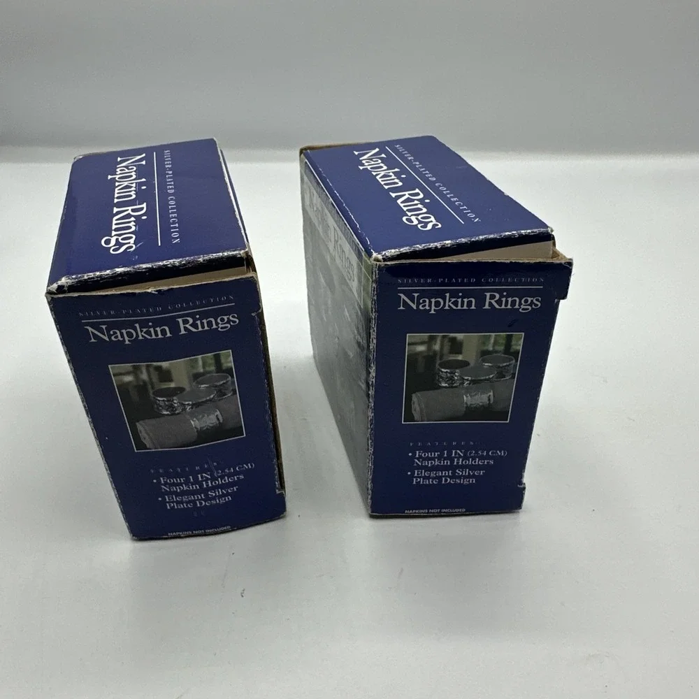 Silver Plated Collection.  Napkin Rings. 4- 2.54 CM New In‎ Box 2 Sets Of 4